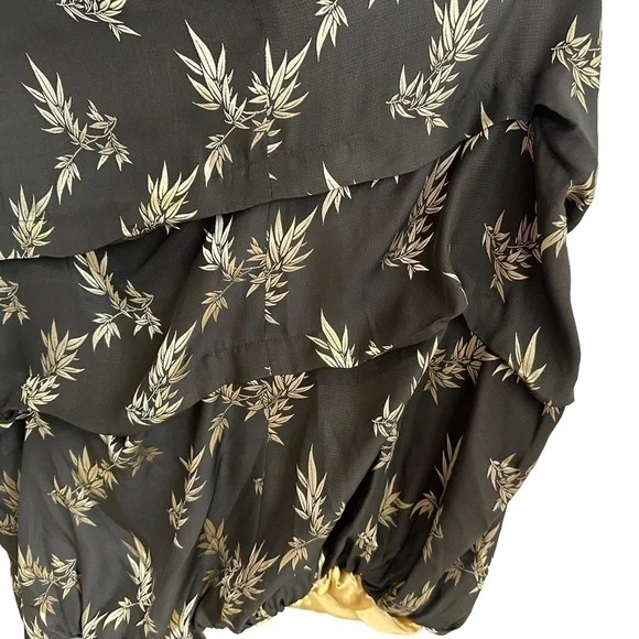 Sue Wong Womens Floral Balloon Tiered Maxi Dress Sz Small Green Gold Sleeveless - Picture 6 of 12